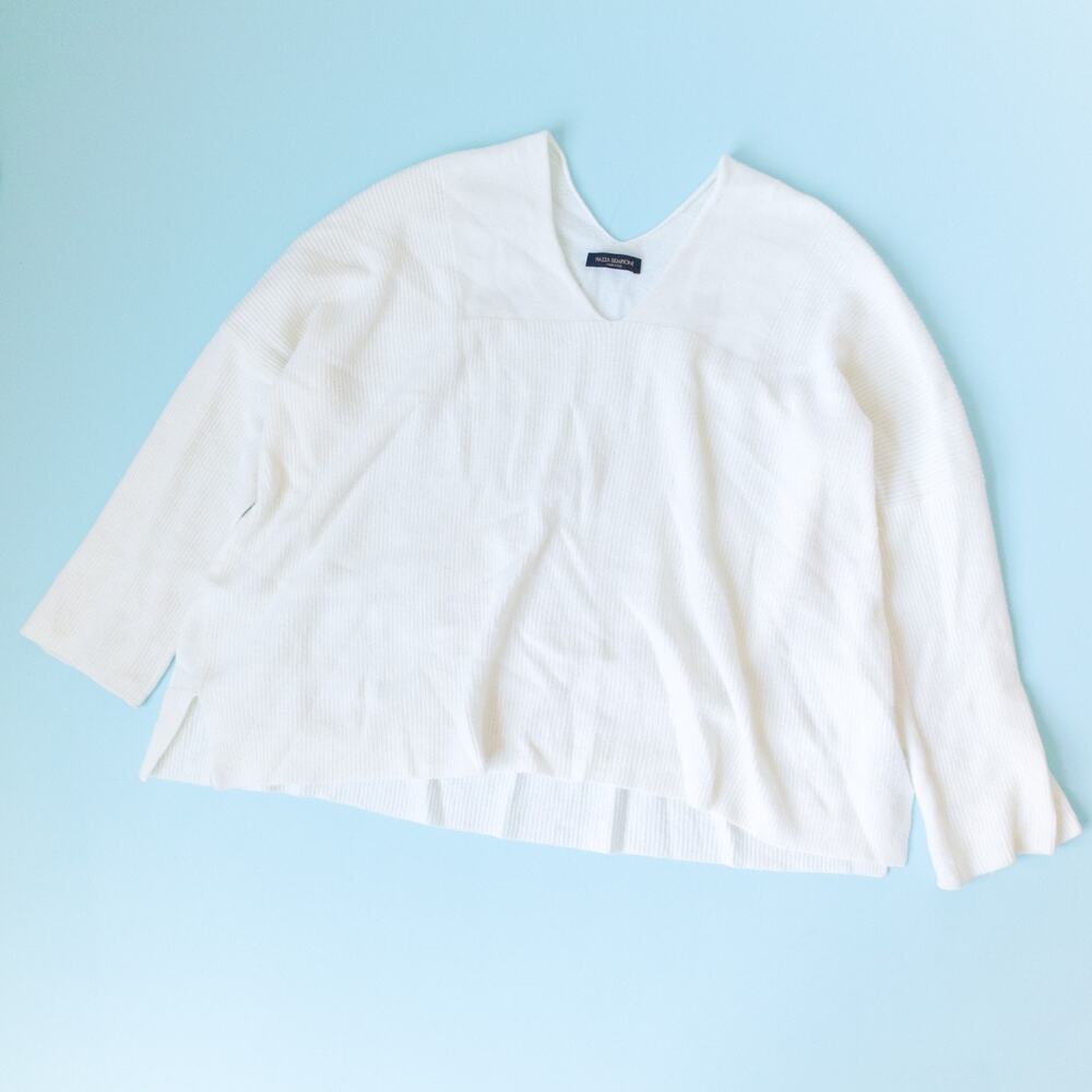 Piazza Sempione 100% Cashmere Popover Vneck Sweater Size US 10 Oversize Cozy